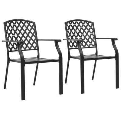

Stackable Outdoor Chairs 2 pcs Steel Black