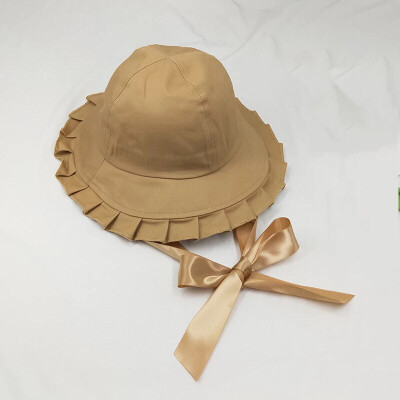 

Lin Small House with black pleated ribbon tied with sun-shielded hat sweet summer student fisherman hat basin tide