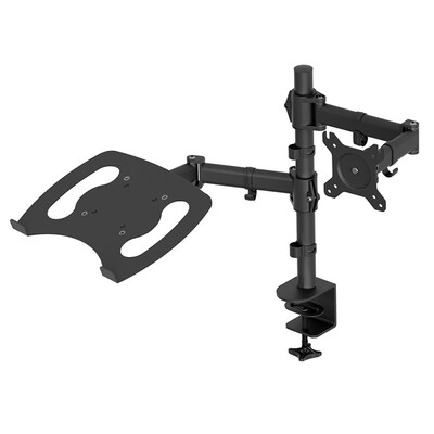 

Modern Laptop & Monitor Desk Mount Stand Black Adjustable Fits 1 Screen upto 27"