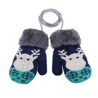 

Cute Children Boys Girls Knitted Gloves Winter Warm Deer Print Gloves Gift