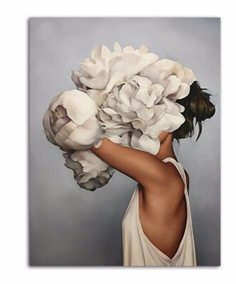 

Sexy Nude Painting Posters&Flowers Feather Women Oil Painting Canvas Wall Pictures for Living Room Home Decoration wholesale