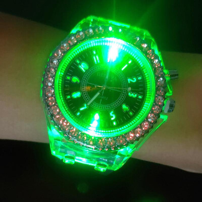 

Luminous Coloful Light Watch LED Crystal Bling Couple Watch His-and-hers Watches for Men Women Teens Teen Girls Party with Silicon