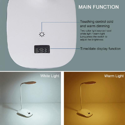 

LED Desk Light USB Rechargeable Touching Sensor Table Reading Lamp Light Time Display Cool Warm Night Light