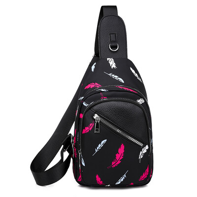 

Printed chest bag female Joker Oxford cloth shoulder Messenger bag female canvas Korean fashion chest backpack