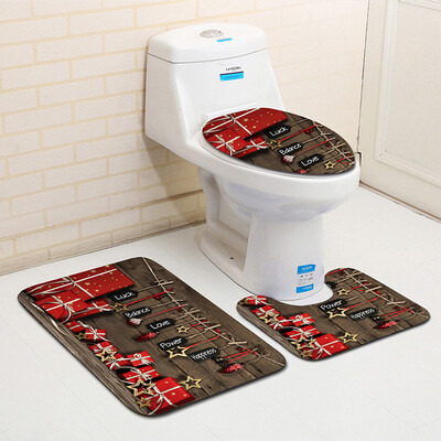 

〖Follure〗3PCS Fancy Santa Toilet Seat Cover&Rug Bathroom Set Christmas Decor