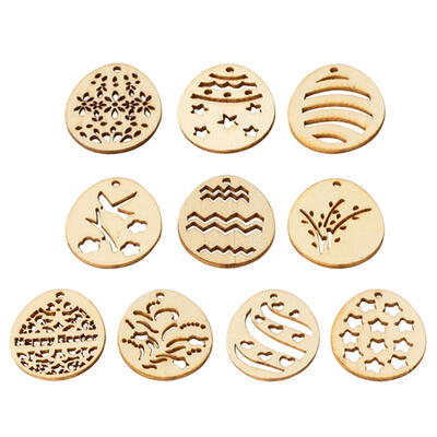 

50pcs Wooden Easter Egg Pieces DIY Cutout Craft Embellishments Ornaments