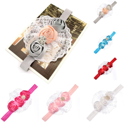 

Cute Baby Kids Girl Rose Flower Headband Princess Lace Ribbon