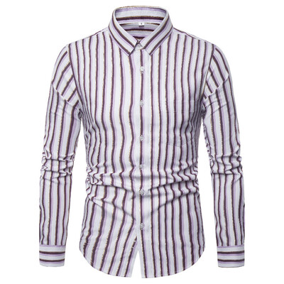 

Toponeto Men Striped Splicing Pocket Long Sleeve Shirt Fashion Long Sleeve Blouse Top