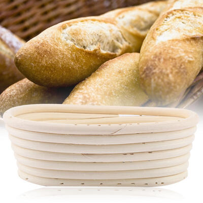 

Greensen Oval Shape Handmade Bread Basket Craft Rattan Basket Bread Basket Baking Tool