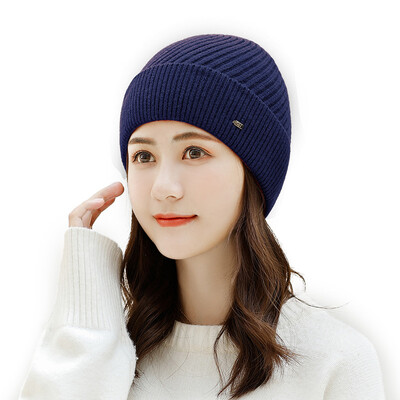 

2019 new winter mens&womens outdoor solid color cuff wool hat dome knit hat factory wholesale