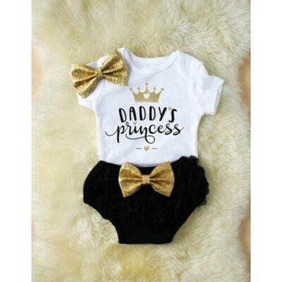 

Daddys Princess Newborn Baby Girls RomperTulle Pants Headband 3Pcs Clothes USA