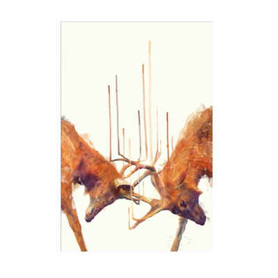 

Brown Contracted Style Two Deers Fighting Patterns Unframed Frameless Art Printing Canvas Oil Paintings