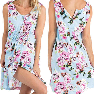 

Maternity Nightdress Women Soft Sleepwear Plus Nightgown Pajama with Waist Belt