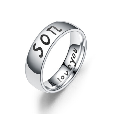 

Family Jewelry Mom Daughter Son Letter Titanium Steel Charm Finger Rings Gifts
