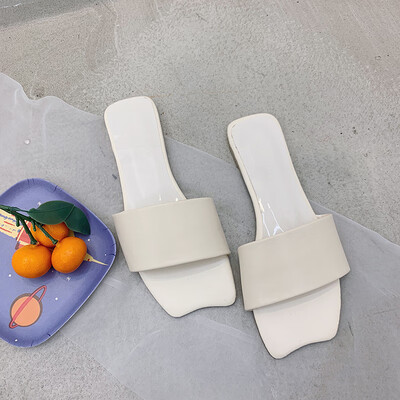 

Ins trend Candy-colored square-headed slippers for women wearing summer Korean fashion Joker