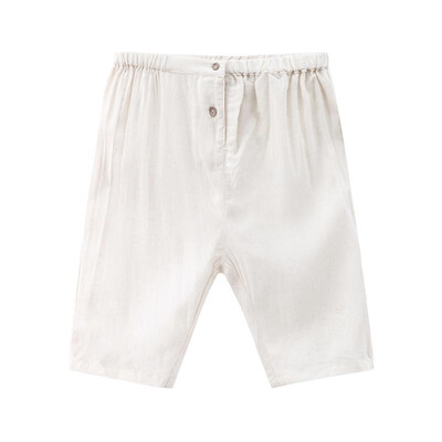 

DOU DOU YI CHU childrens clothing boys linen five pants pure color navy casual pants summer 9181