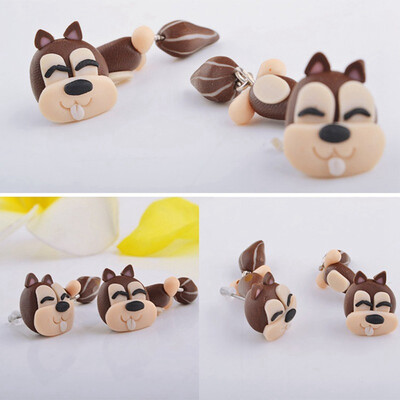 

Cartoon Animal Three-dimensional Soft Ceramic Earrings Cannibal Flower Fox Cat