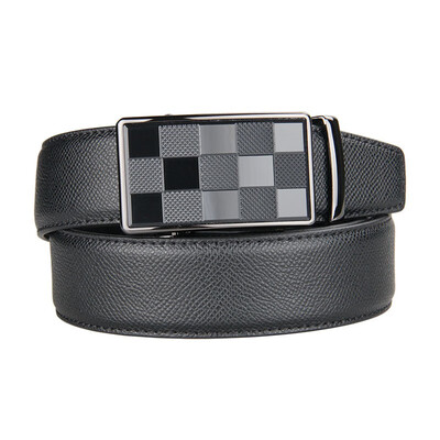 

BPSTAR Mens Automatic Buckle Genuine Leather Mens Ratchet Holeless Belt Business High Quality Mens Real Belt for Pants