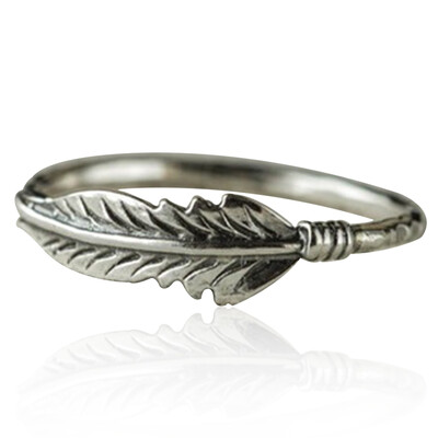 

Antique Jewelry Sterling Silver Feather Ring Stacking Rings Bride Wedding Gifts