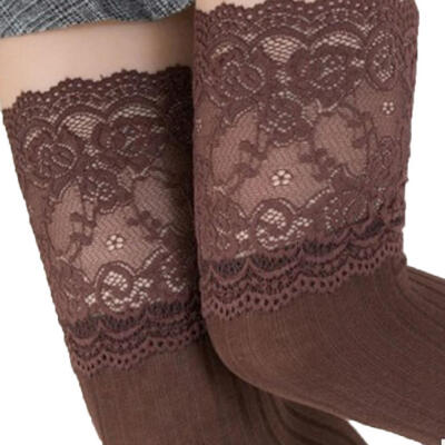 

Vertical Stripe Lace Patchwork Women Over the Knee Thigh High Elastic Stockings