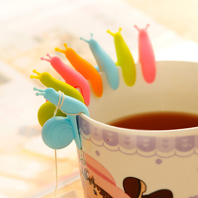 

JPGIF 10pcs Cute Snail Shape Silicone Tea Bag Holder Cup Mug Candy Colors Gift Set