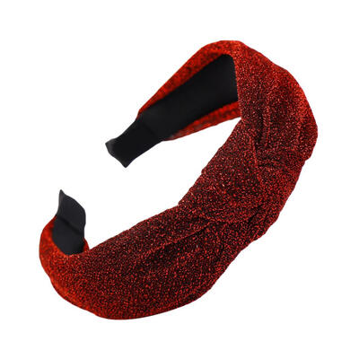

Fashion Shiny Solid Color Twisted Hair Hoop Women Wide Cloth Headband Headwear