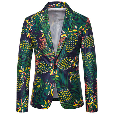 

Men Slim Fit Printed Coats Long Sleeve Single Button Evening Party Blazer Jacket