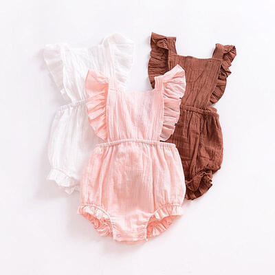 

Newborn Infant Baby Girls Bodysuit Ruffle Backless Onesies Sunsuit Clothes 0-24 Months