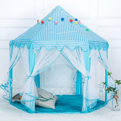 

Ktaxon Pongee Princess Castle Play House Large Outdoor Kids Play Tent for Girls Blue