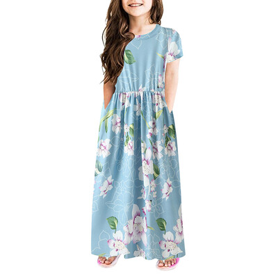 

Children Kids Girls Short Sleeve Floral Print Dress Flower Dresses Clothes