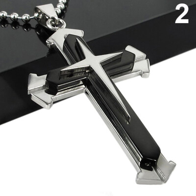 

Mens Fashion Cross Pendant Stainless Steel Chain Necklace Jewelry Charm Gift