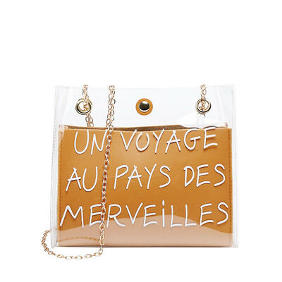 

New Style Women Handbags Ladies Print Letter Mini Chain Bag Shoulder Clear Bag Flap Tote Purse Handbag Messenger Fashion 2019