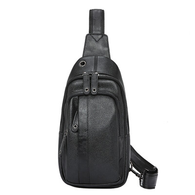 

Soft leather breast bag Mens bag Fashionable small bag Street breast bag Chao mens small breast bag Oblique straddle bag small b