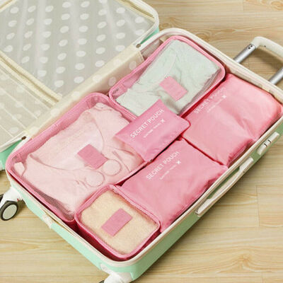 

2019 New Style 6 Pieces Letter Zipper Clothes Underwear Socks Packing Cube Storage Travel Luggage Organizer Bag