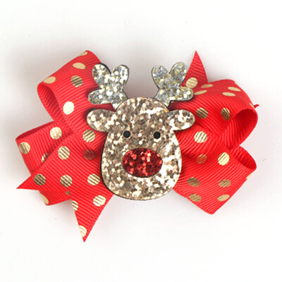 

2Pcs\Set Christmas Series Hair Pin Cute Glitter Hairpin Elk Snowman Hair Clips Kids Hair Accessories