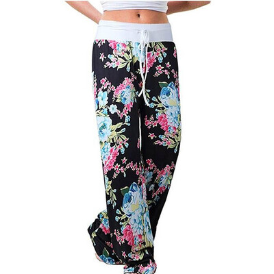 

Tailored Womens Comfy Stretch Floral Print Drawstring Wide Leg Lounge Pants