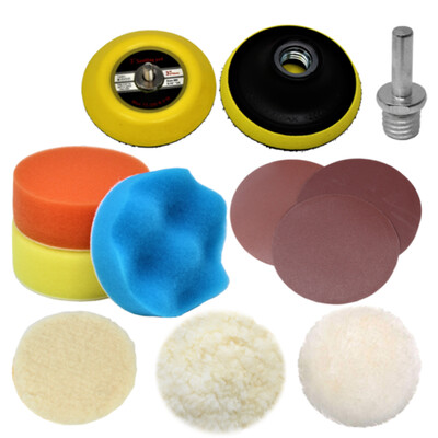 

12Pcs 3inch M10 Drill Adapter Polishing Plate Sanding Buffing Woolen Sponge Pads