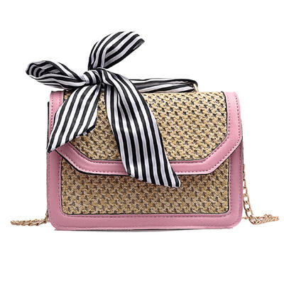

Straw PU Handbags Women Summer Casual Rattan Ribbon Shoulder Crossbody Bag