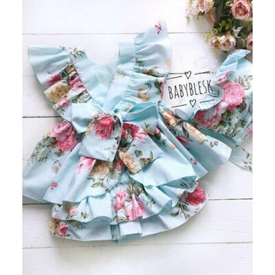 

USSummer Toddler Baby Girl Tutu Skirt Sleeveless Floral DressShort Pants Outfit