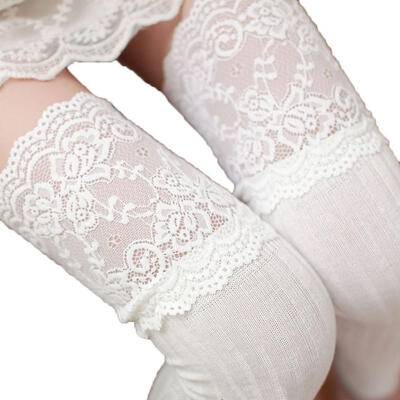 

Vertical Stripe Lace Patchwork Women Over the Knee Thigh High Elastic Stockings