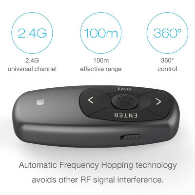

doosl DSIT011 Wireless Laser Presenter Pointer 24GHz PowerPoint PPT Clicker Rechargeable Remote Control Grey