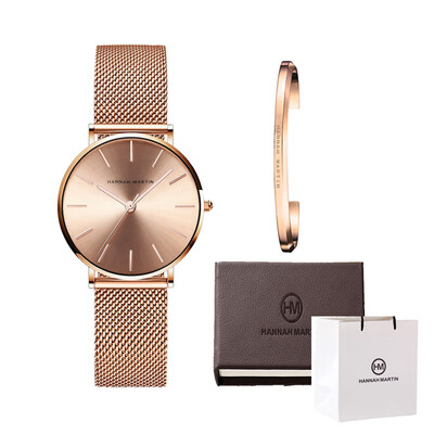 

Stainless Steel U-shape Bracelet Boxes Watches Set Female High Quality Luxury Women Quartz Watch Bangle Set For Valentines Gift