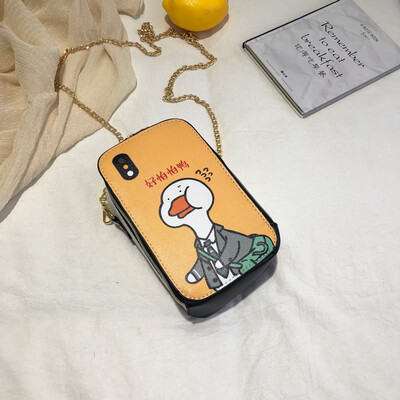 

2019 new casual wild chain shoulder bag fashion cartoon cute duckling girl slung mobile phone bag