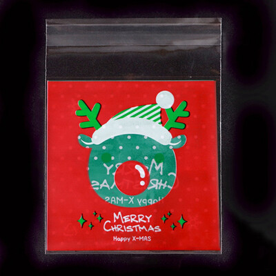 

100Pcs Christmas Bag Santa Claus Cellophane Gift Cookie Candy Self Adhesive Candy Gifts Bag 7X73Cm