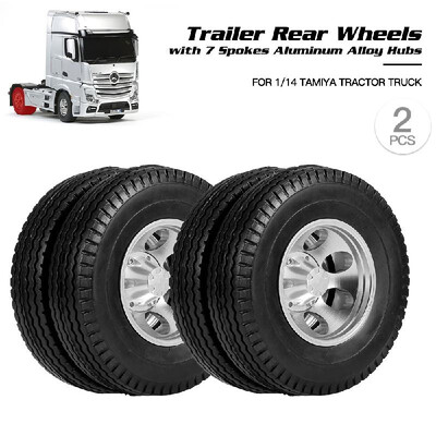 

2pcs Trailer Rear Wheels with 7 Spokes Aluminum Alloy Hubs for 114 Tamiya Tractor Truck RC Climber Trailer