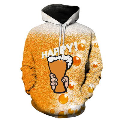 

Toponeto Mens Casual Long Sleeve Beer Festival New Style 3D Printing Hoodies Sweatshirt