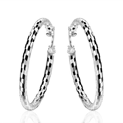 

Fashion Charm Silver Plated Ring Shape Dangle Hoop Earrings Women Jewelry Gift