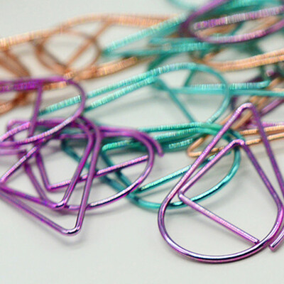 

10PCS Random Color Water Drop Paper Clip Metal Bookmarks Book Memo Label Gift Student Stationery