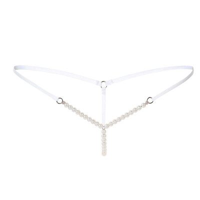 

Toponeto Sexy Women Pearl G-String And Thongs Solid Low Waist Underwear BK
