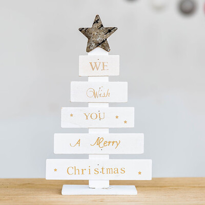 

Gobestart Wooden Mini Christmas Tree Desktop Ornaments Merry Christmas Party Decor